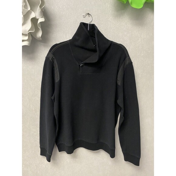 Calvin Klein Men's Sweater Size XL Slim Fit Black Mock Neck Satin Elbow Patches - Picture 1 of 7